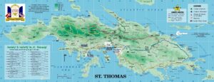 A map of St. Thomas in the US Virgin Islands